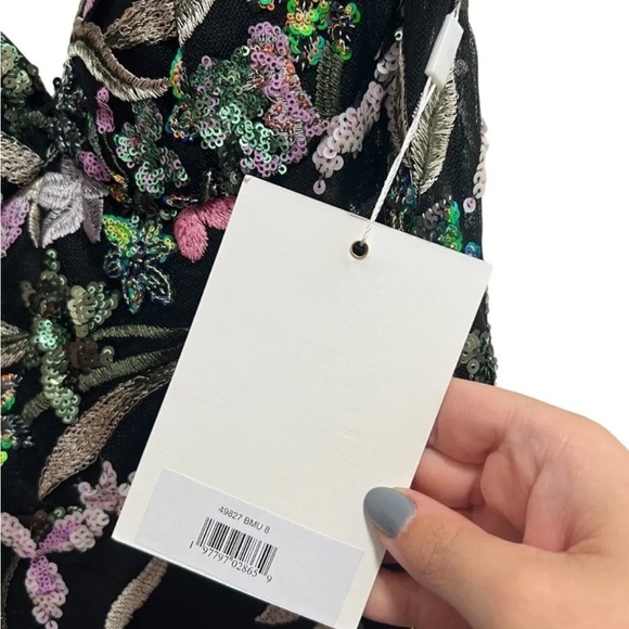 Mac Duggal NEW NWT Spaghetti Strap Bustier Floral Embroidered Appliqué Gown Sz 8 - Picture 6 of 15